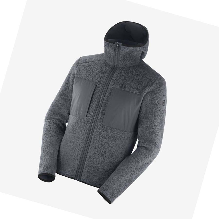 Salomon ESSENTIAL WARM TEDDY Erkek Kapüşonlu Sweatshirt Gri | TR 3214GSO